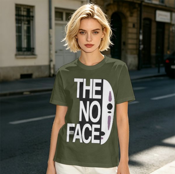 Olive T-shirt with The No Face graphic print