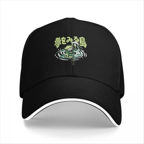 Black baseball cap with water-themed character graphic and Japanese text