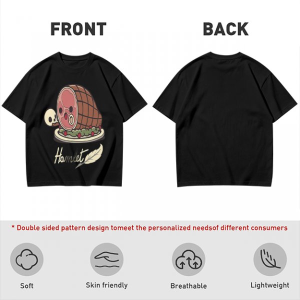 Olive T-Shirt With Funny Hamlet Ham And Skull Graphic Print