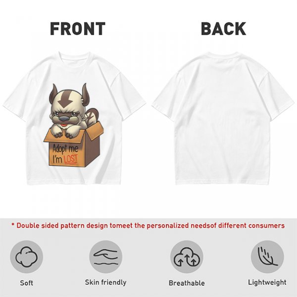 Olive t-shirt with Appa in a box that says Adopt me I'm Lost