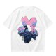Olive T-Shirt with Sakura Flower and Whimsical Forest Creature Print