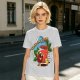 Olive green graphic t-shirt with caffeine team coffee cup and bean illustration