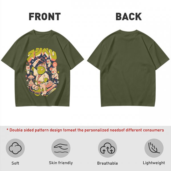 Olive T-Shirt With Final Fantasy Tonberry Moogle Sushi Art Print