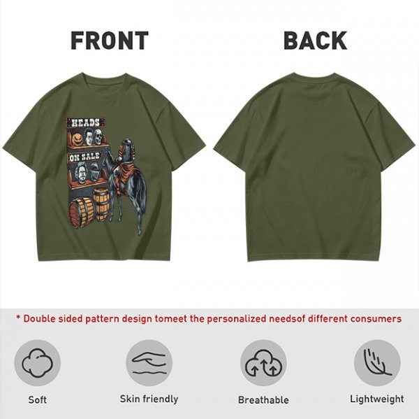 Heads On Sale Graphic Tee With Head Shelf And Horseman Art