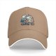 Black baseball cap with tangled orange cat and yarn it graphic