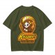 Olive green graphic t-shirt with cute reaper coffee themed print