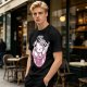 Olive t-shirt with muscular Hello Kitty graphic and 'I Took The Stairs' text