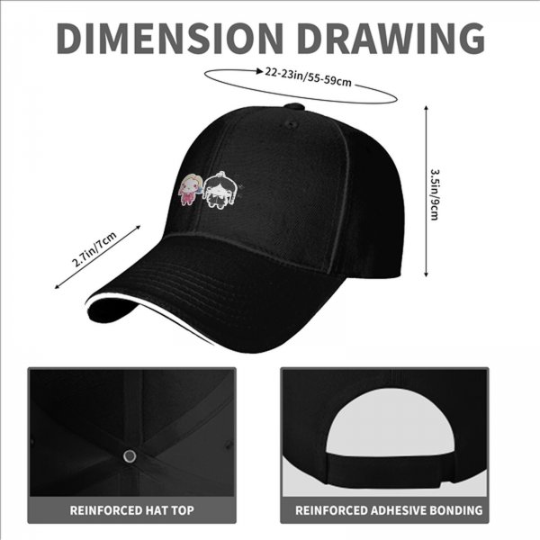 Black Baseball Cap With Cute Wednesday Addams And Enid Sinclair Chibi Art
