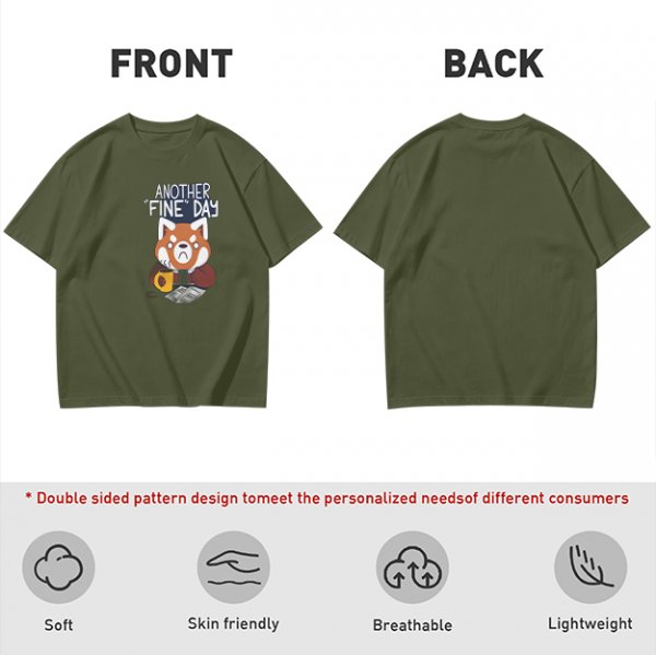 Olive T-Shirt With Another Fine Day Red Panda Coffee Print