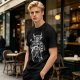 Olive T-Shirt with Sorcerer Mickey and Fantasia Villains Graphic