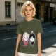 Olive T-Shirt with Chibi Wednesday Addams and Enid Sinclair Print