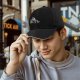 Black Baseball Cap with T-Rex Dinosaur and Christmas Tree Design