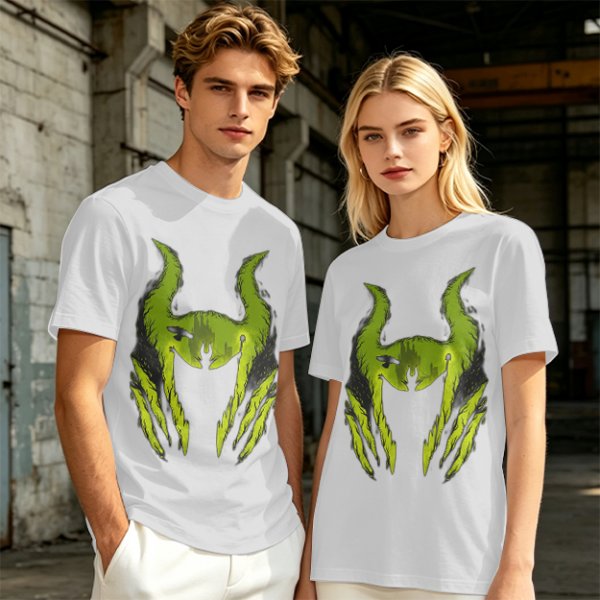 Olive Green T-Shirt With Monster Horned Claw Graphic Print