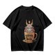 Olive t-shirt with cute Baphomet coffee magic print