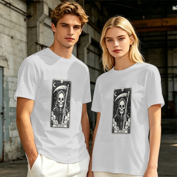 Olive T-shirt with The Death Tarot Card Grim Reaper Graphic