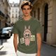 Olive T-shirt with a cute bunny monster holding You Are Great and I Believe In You signs