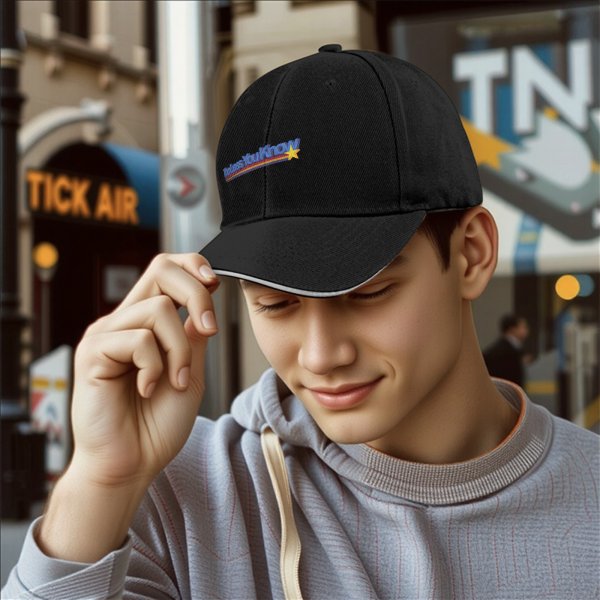 Black baseball cap with 'The Less You Know' retro graphic