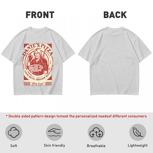 Dante's Pizza Devil Trigger Themed Graphic T-Shirt