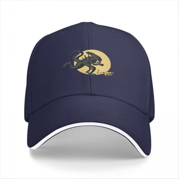 Black Baseball Cap With Xenomorph Alien Graphic Print