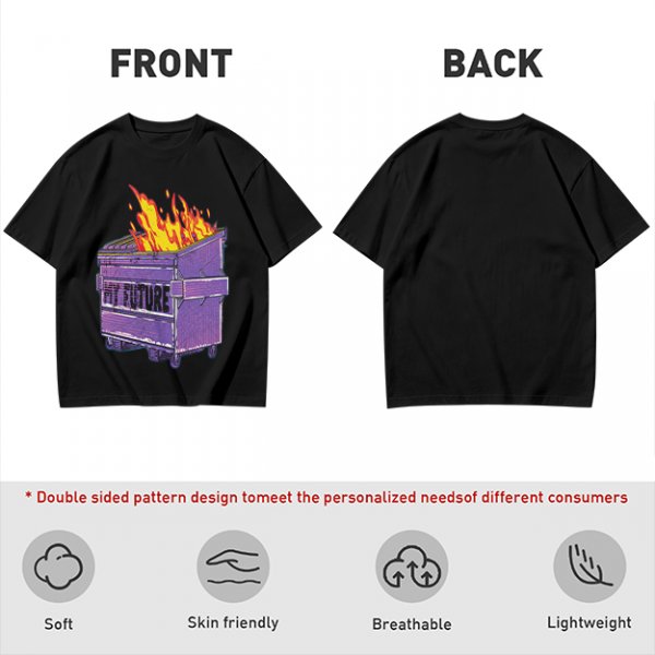 Olive T-Shirt With Burning Dumpster 'My Future' Graphic