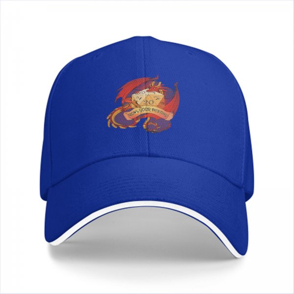 Black Baseball Cap With Dragon D20 Roll Your Destiny Print