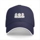 Black baseball cap with three stylized hamster graphic print