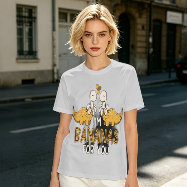 Olive T-Shirt With Cute Banana Dinosaur Love Graphic And I'm Bananas For You Text