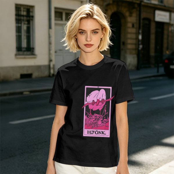 Olive T-Shirt With Tarot Card Style Goose Print HJÖNK