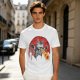 Olive T-Shirt With Laser Beam Shooting Cat Graphic