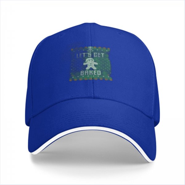 Black Baseball Cap With 'Let's Get Baked' Gingerbread Christmas Print
