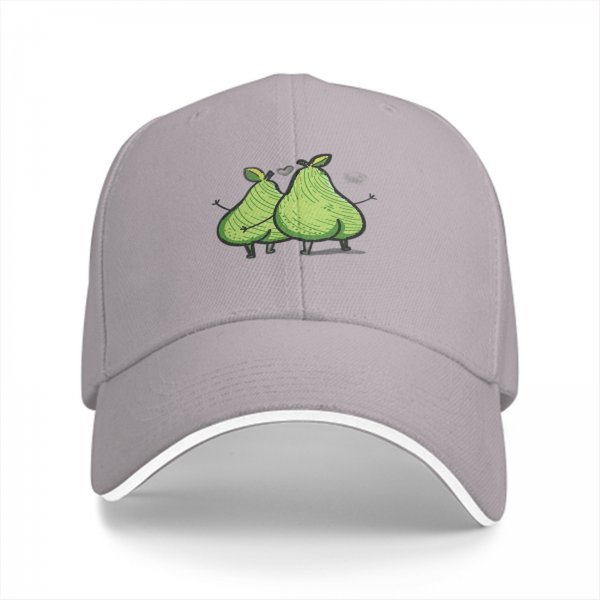 Black Baseball Cap With Funny Cartoon Pears Graphic