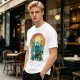 Olive Green T-Shirt With Fantasy Hero Silhouette Landscape Art