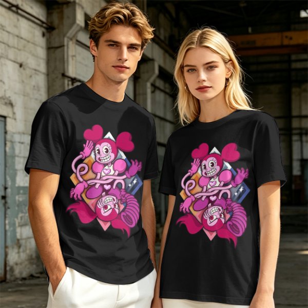 Olive T-shirt with Spinel Character Graphic Print