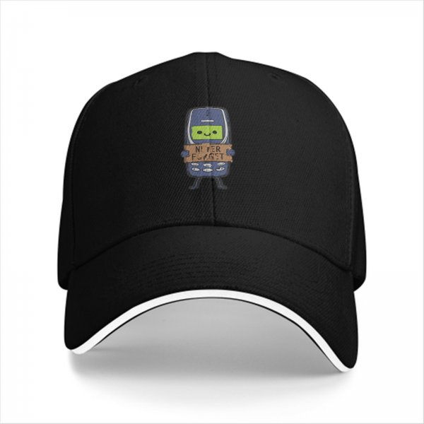 Black baseball cap with retro mobile phone 'Never Forget' graphic