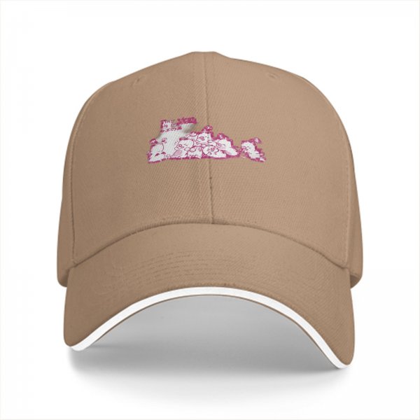 Black Baseball Cap With Pink Whimsical Graphic Design