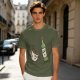 Olive T-Shirt With Cartoon Coffee Mug And Wine Bottle Print