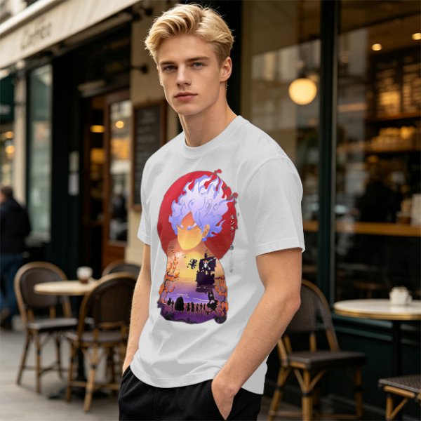 Anime Gear 5 Character Graphic T-Shirt With Sunset Scene