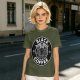 Olive green t-shirt with black goat head and Black Coffee graphic