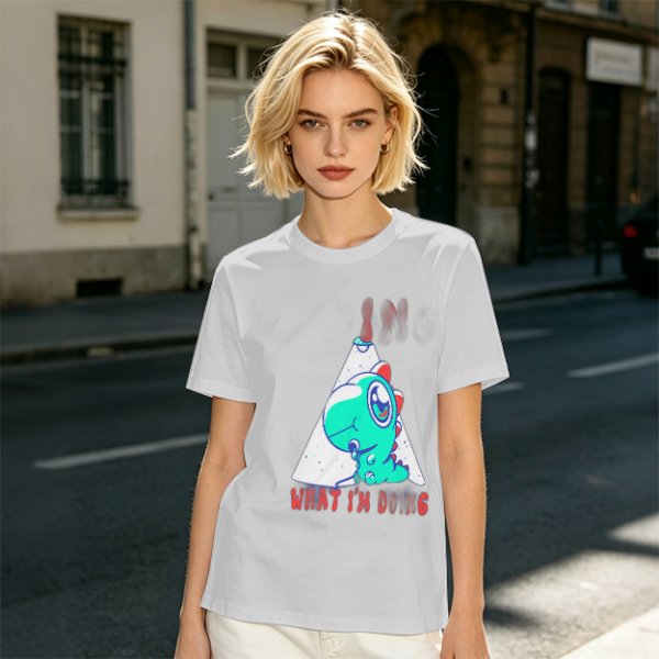 Olive T-Shirt With Cute Dinosaur Graphic And 'What I'm Doing' Text