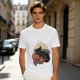 Olive T-Shirt with Relaxed Black Cat Gaming Snack Print