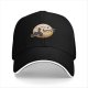 Black baseball cap with witch on broom silhouette against moon and birds
