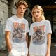 Olive T-shirt with Sushi Dragon Wave Graphic Print