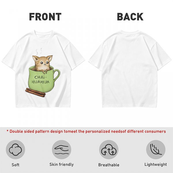Chihuahua in tea cup chai huahua graphic t-shirt