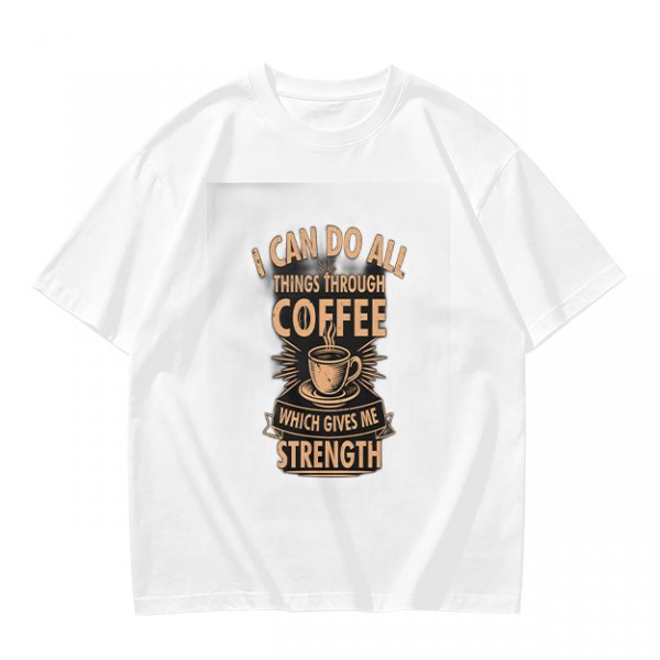 Olive t-shirt with coffee strength motivational print