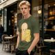 Olive T-Shirt With Cute Cartoon Bread And Butter Graphic