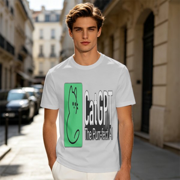 Olive Green CatGPT The Purr-fect AI Graphic T-Shirt