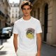 Olive green t-shirt with space frog graphic and Houston text