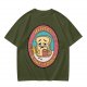 Olive T-Shirt with Sad Toast Holding Coffee and Phone Mental Bake Down Print
