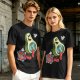 Olive T-Shirt with Cartoon Avocado Globe Travel Print