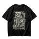 Olive t-shirt with medieval wanderer graphic and gothic text print